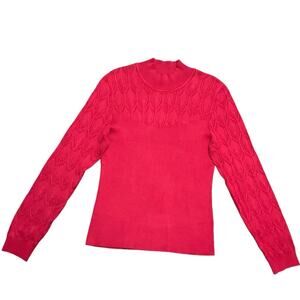 Jessica Simpson Women’s Vibrant Red Cable Knit Sweater Size XL